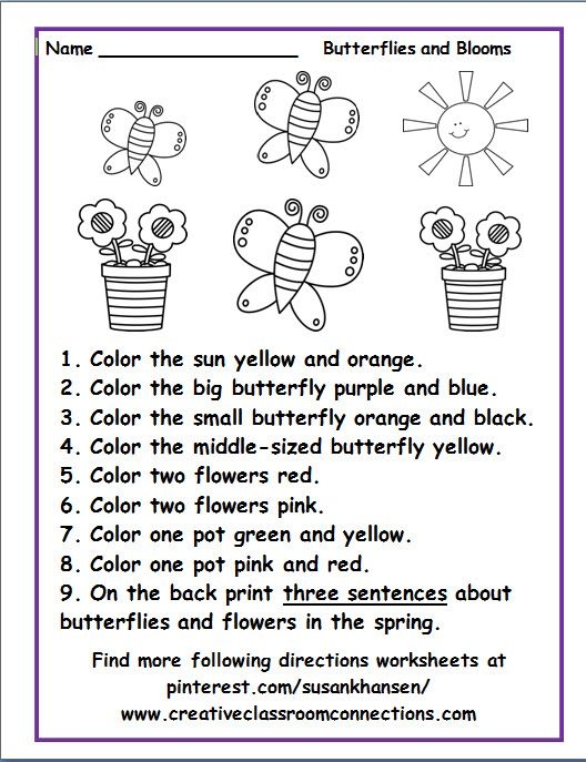 Free Printable Following Directions Worksheets For Third Grade